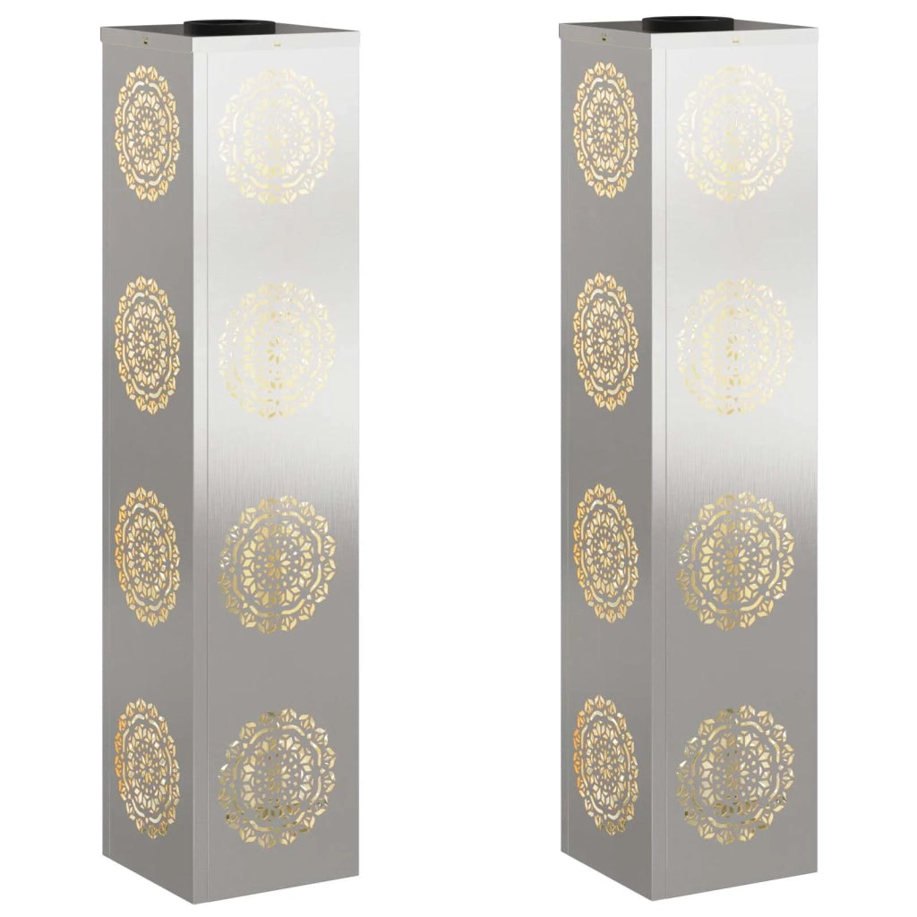 Faro LED solare per sentieri 2 pz Argento Acciaio inossidabile CFW7928461