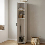 Crucoli, Armadio Multiuso 1 Anta 2 Ripiani, 40x206h cm Bianco