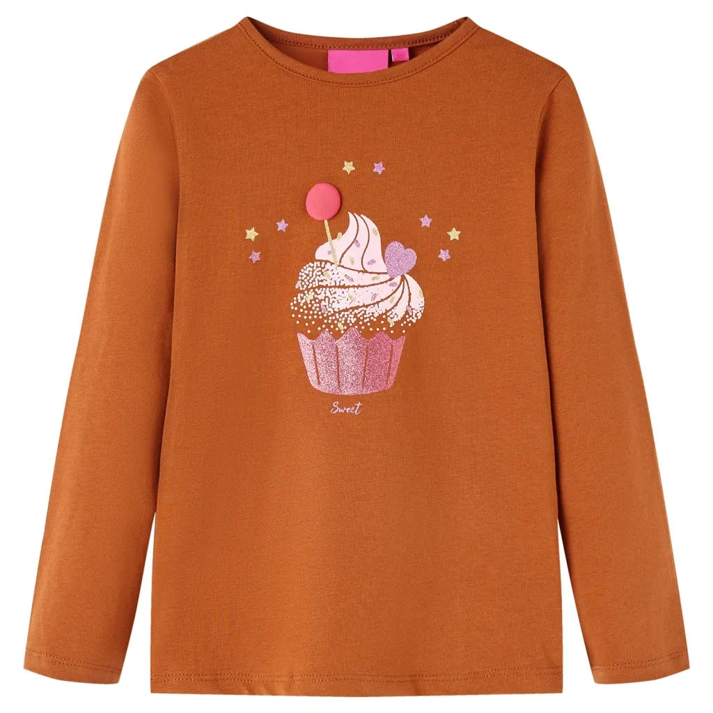 Maglietta da Bambina a Maniche Lunghe Cognac 116cod mxl 132123