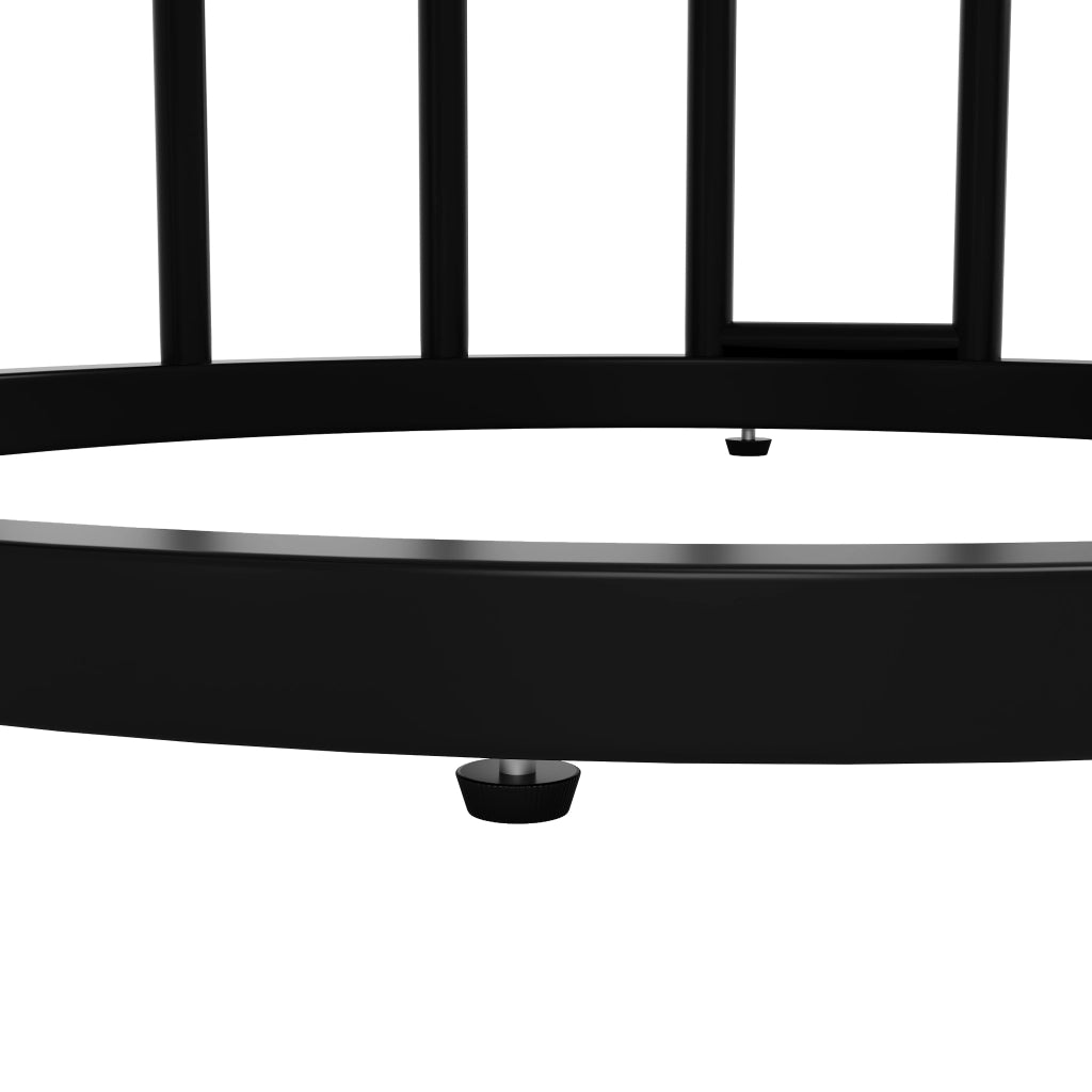 Tavolo da pranzo rotondo con piano in MDF effetto marmo e vano contenitore per soggiorno e cucina nero 80 × 80 × 76 cm