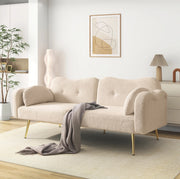 Divano letto a 2 posti con schienale regolabile 155 x 85;5 cm; beige e naturale