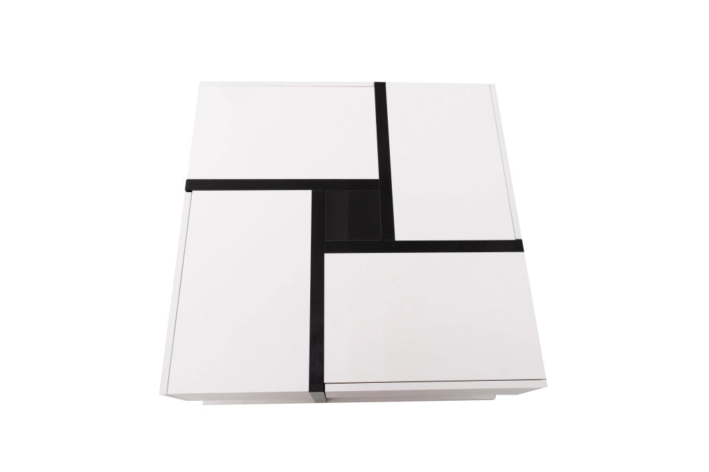 TAVOLINO Quadrato 78x78x36 cm Bianco lucido con 4 cassetti