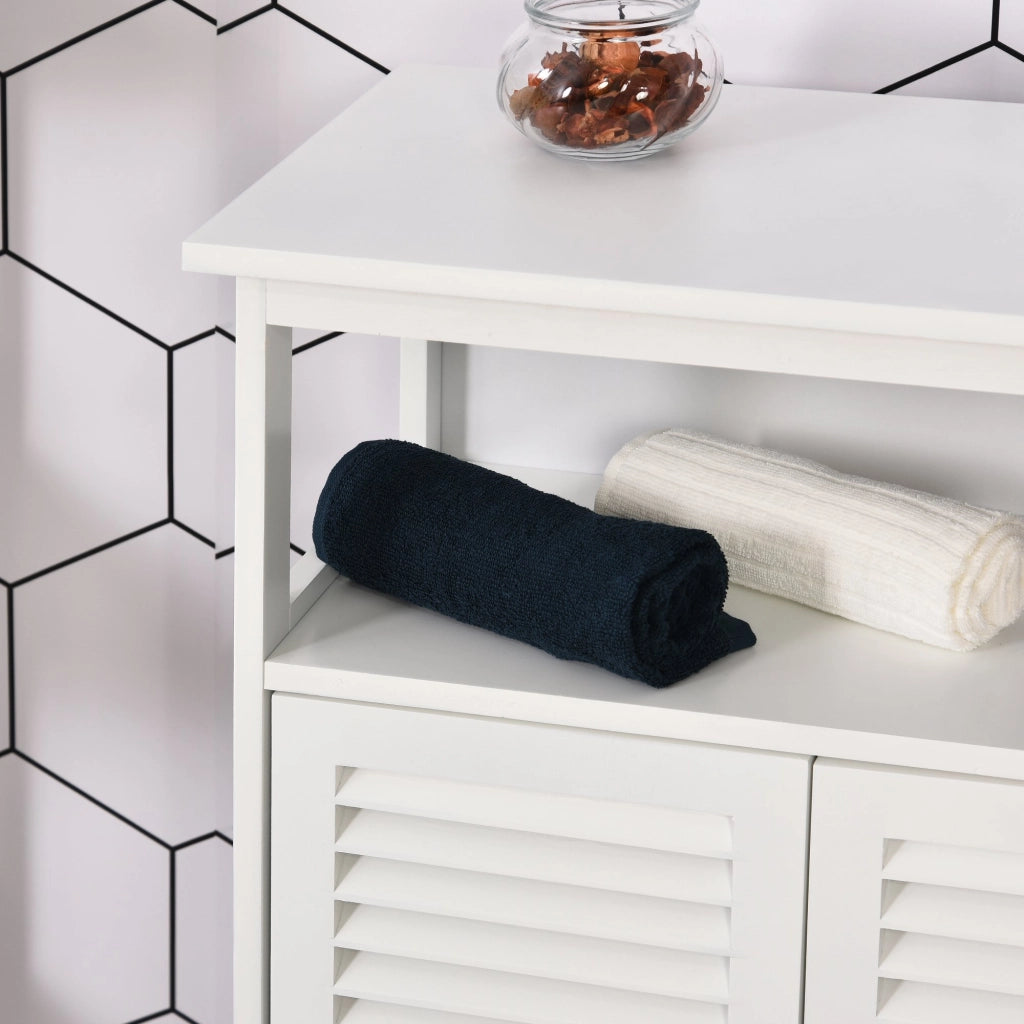 EasyComfort Mobiletto da Bagno Impermeabile con 2 Ripiani e Armadietto MDF Bianco