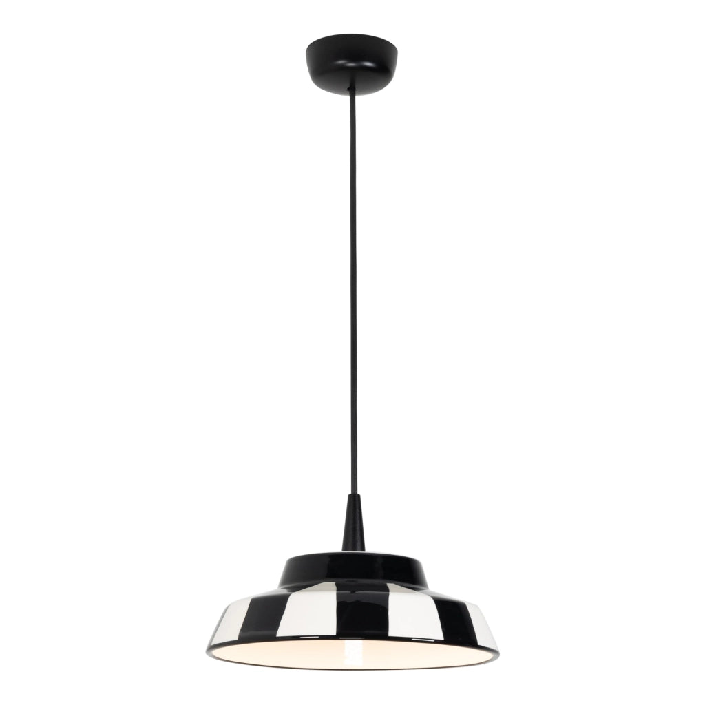 Circus Lampada a Sospensione LED Design in Ceramica Bianco e Nero Diametro 24 cm, Sorgente Luminosa LED TRIAC 2700K 8W, Ideale per Interni