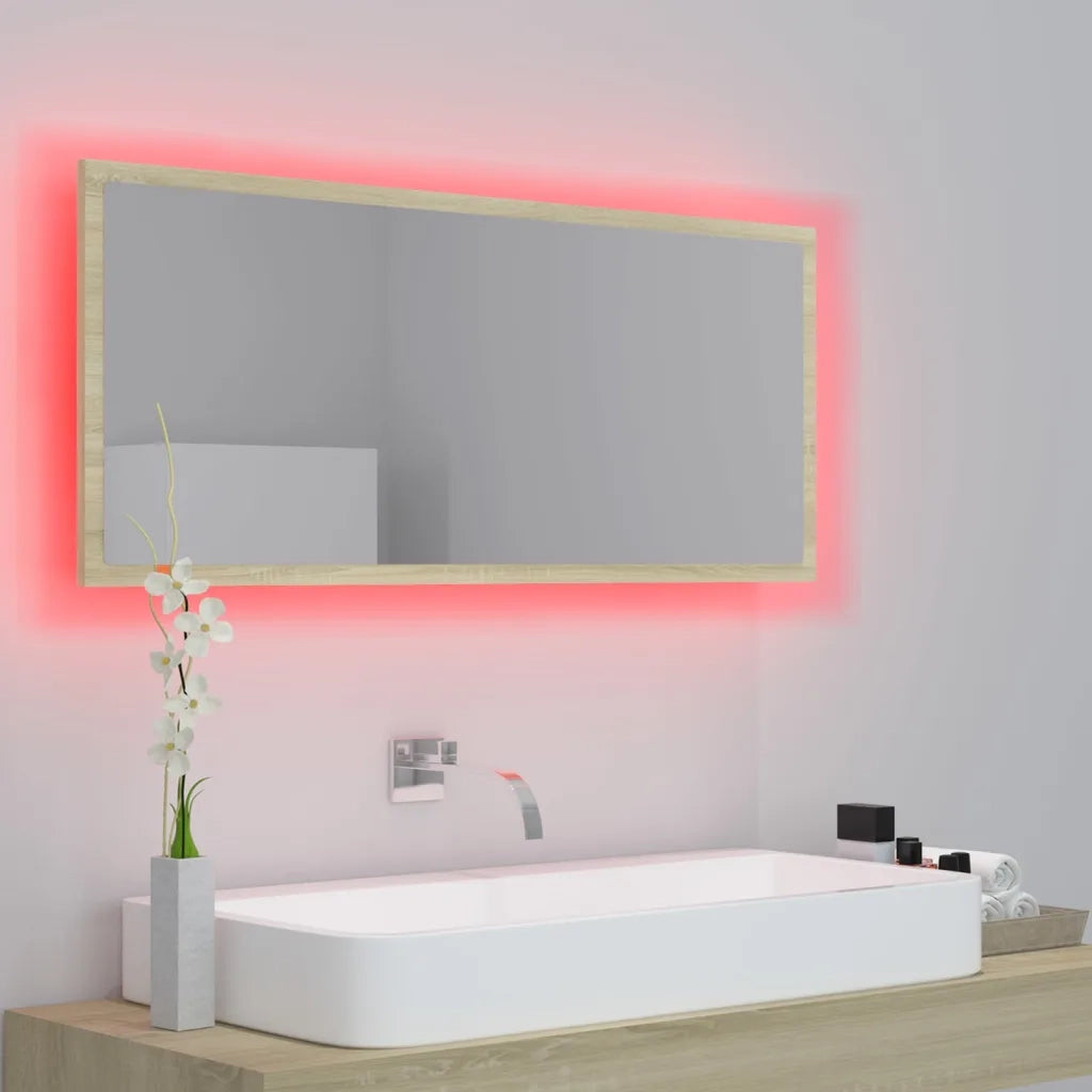 Specchio da Bagno LED Rovere Sonoma 100x8,5x37 cm in Acrilico 804943