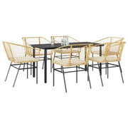 vidaXL Set Pranzo da Giardino 7pz con Cuscini Marrone Polyrattan Vetro