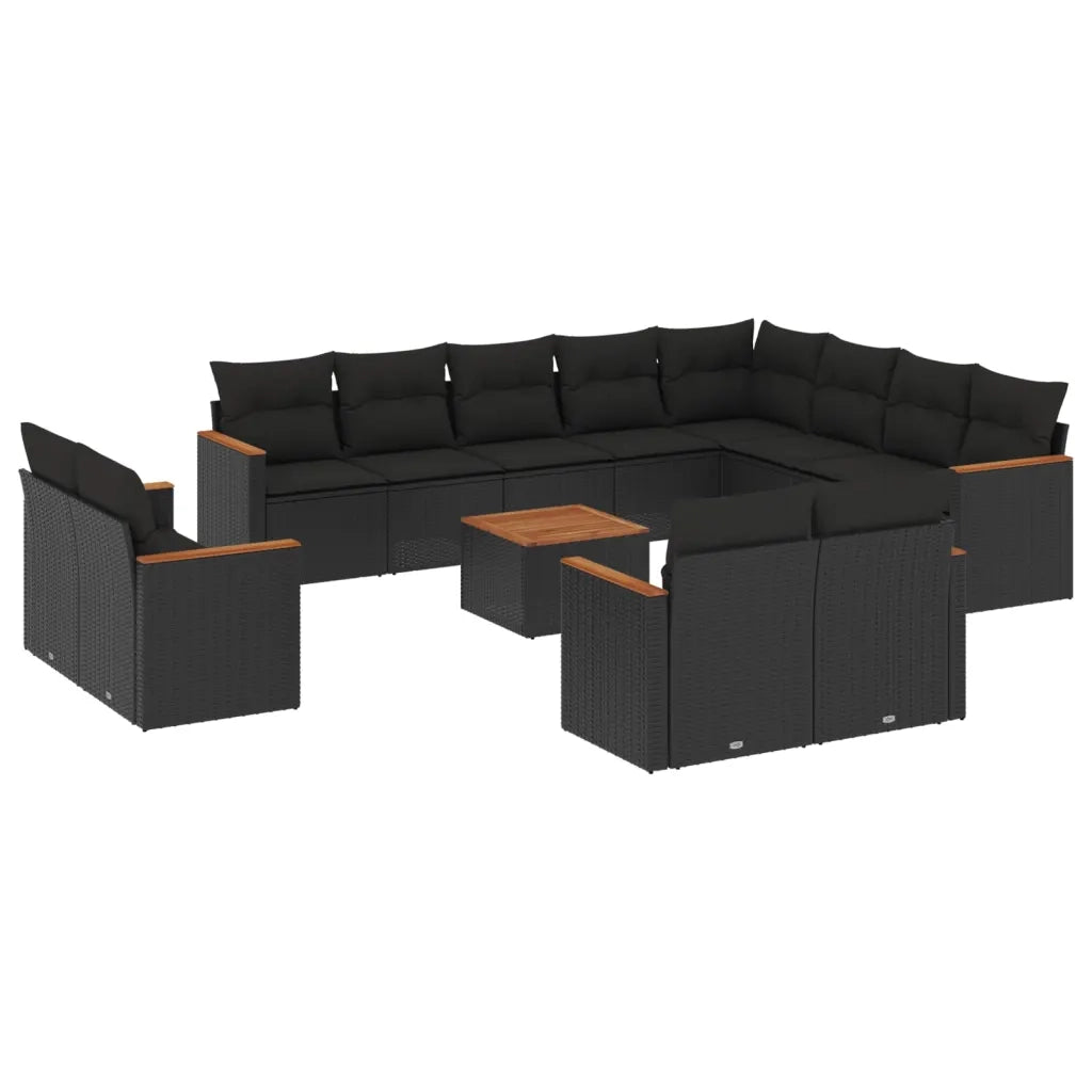 Set Divani da Giardino 13pz con Cuscini Nero in Polyrattan 3258919