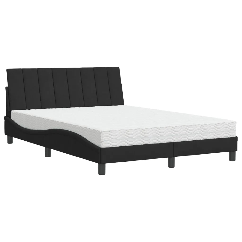 Letto con Materasso Hanko Nero 140x200 cm in Velluto 3208600