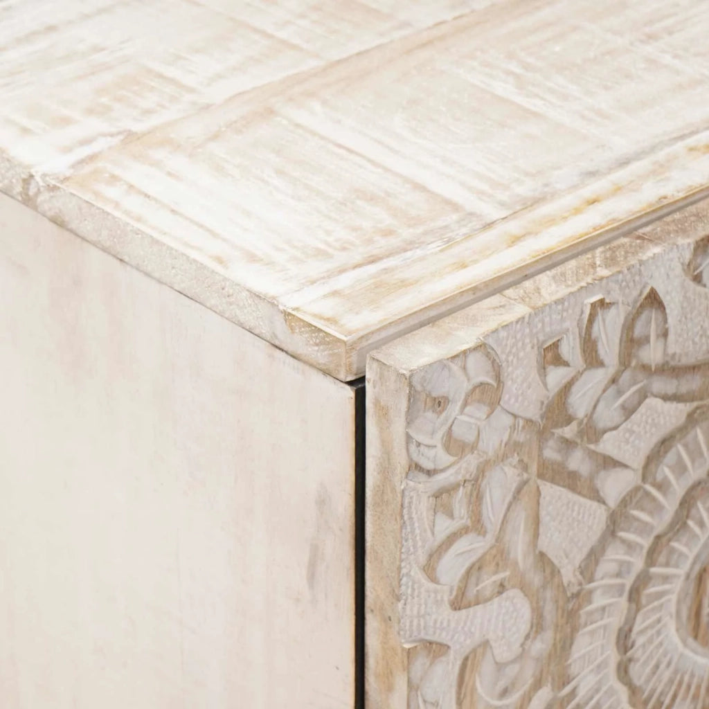 Credenza Bianco 40 x 33,5 x 75 cm Legno di mango massello