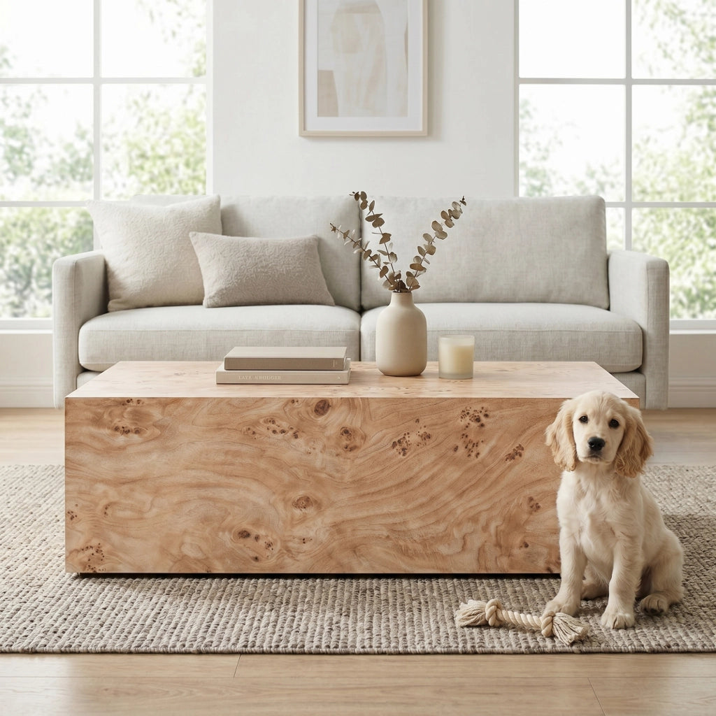 Tavolino basso multifunzionale in MDF effetto legno con superficie facile da pulire per soggiorno 100 × 59,5 × 38 cm