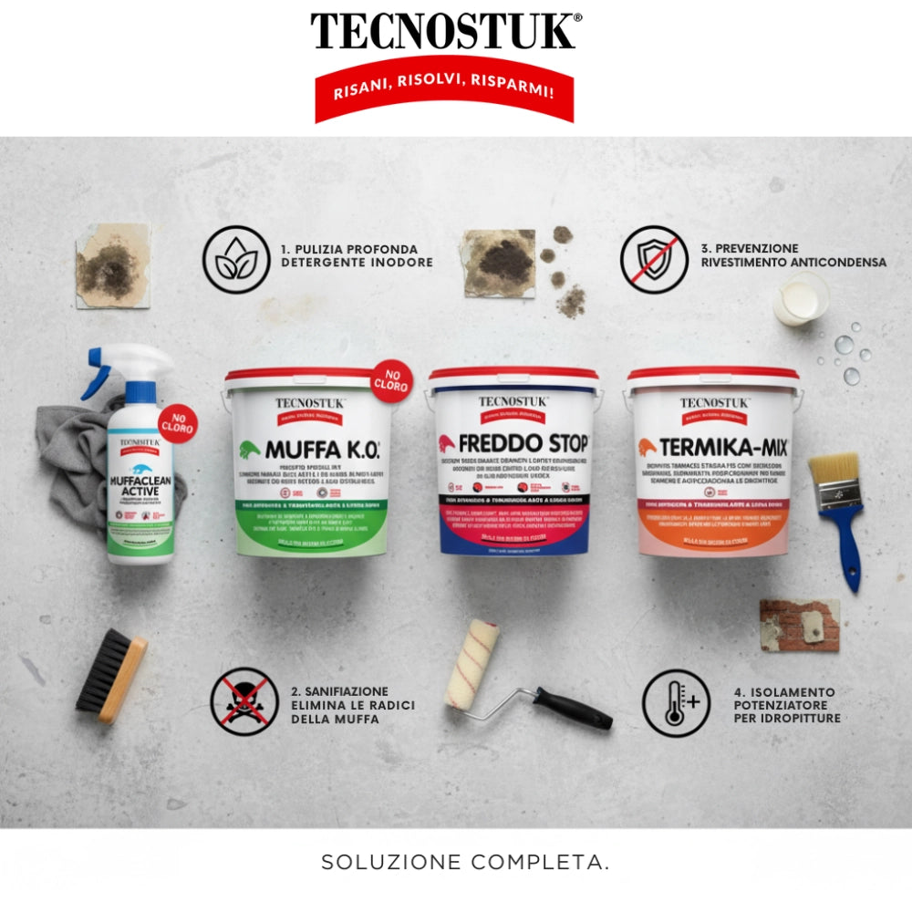 Kit professionale antimuffa tecnostuk per muffa molto radicata ed estesa