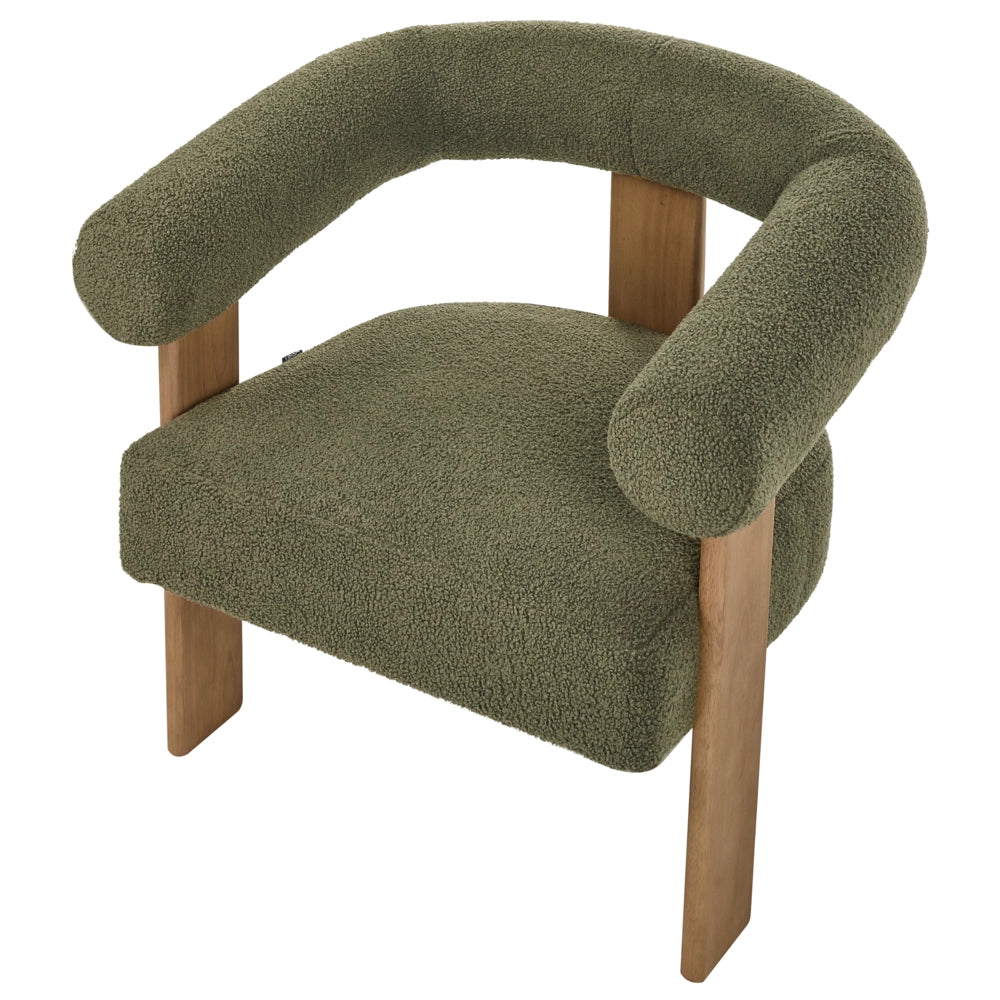 Set da salotto divano a 2 posti poltrona imbottita bouclé verde e marrone scuro stile retrò soggiorno