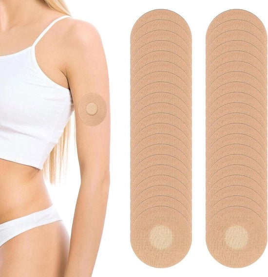45 sensori adesivi autoadesivi idrorepellenti per CGM con sensori per l'attività fisica per nuoto e doccia senza colla in mezzo (beige)