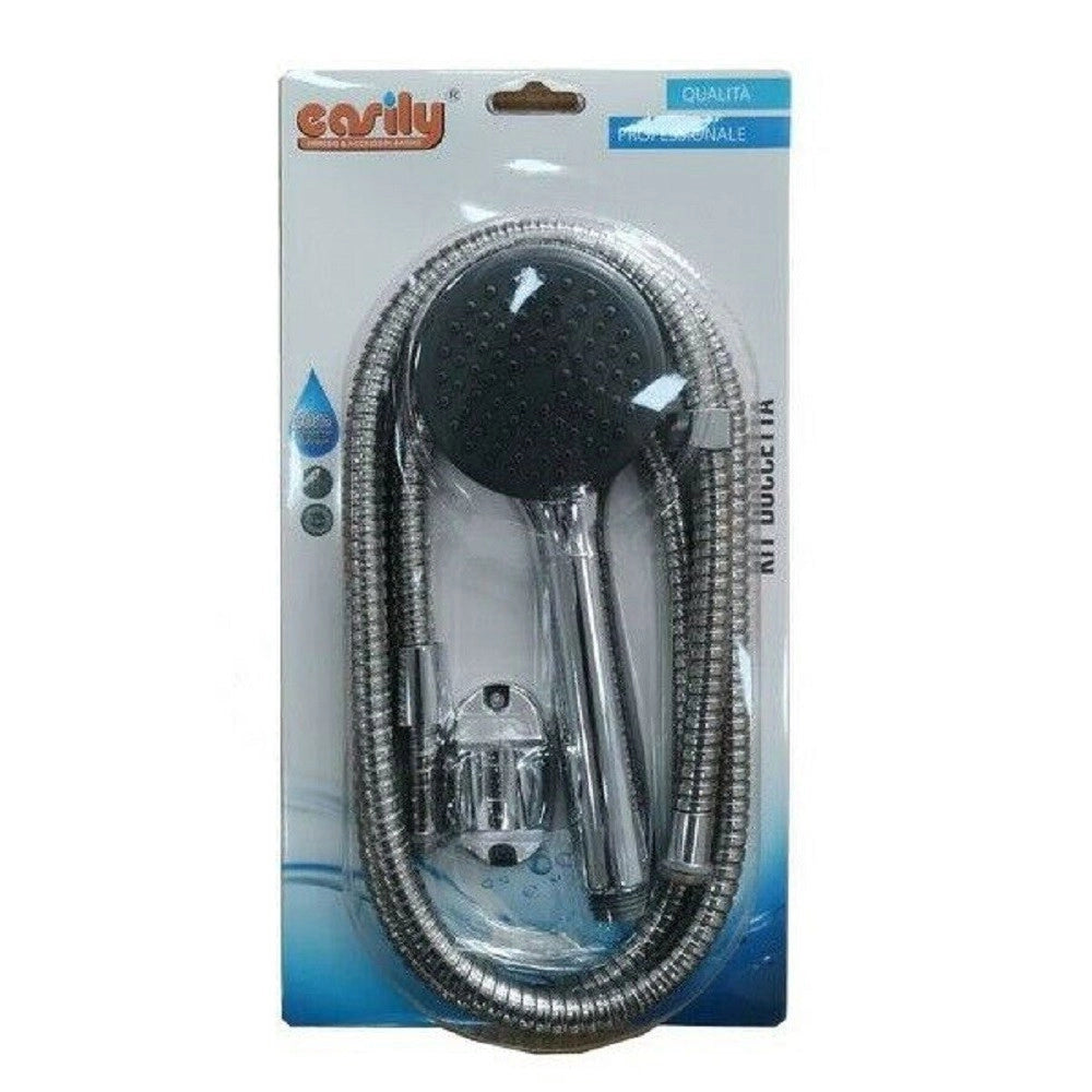 Trade Shop - Kit Bagno Doccetta Tonda Doccino Soffione Doccia Con Laccio 1,8 Mt Staffa 69102 -