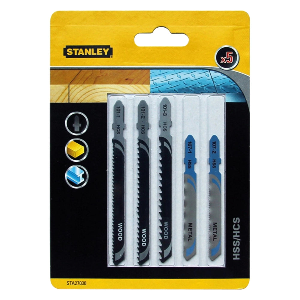 LAMA PER SEGHETTO ALTERNATIVO SET MISTO HCS (3 pz) + HSS (2 pz) - blister  - STANLEY