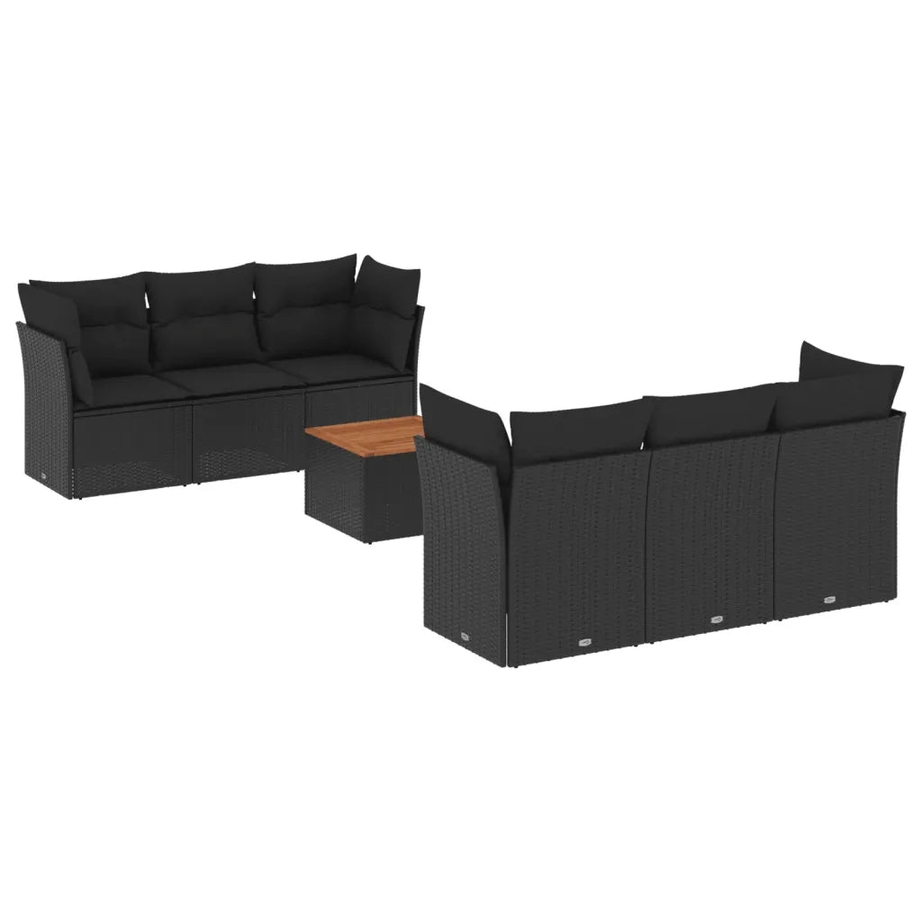 Set Divani da Giardino con Cuscini 7pz Nero Polyrattan 3255817