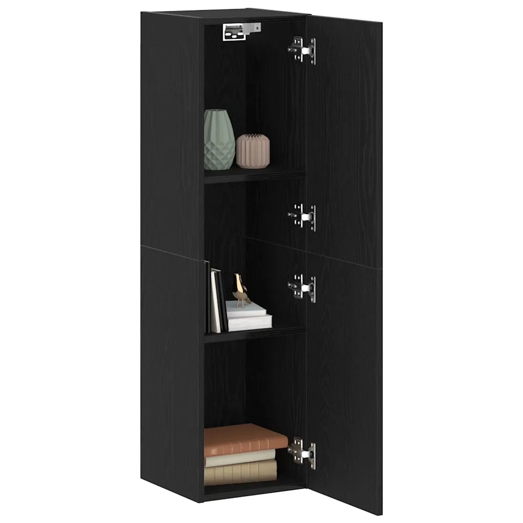 Mobile TV da parete-Mobile TV a Muro-Credenza TV Rovere Nero 30,5 x 30 x 110 cm