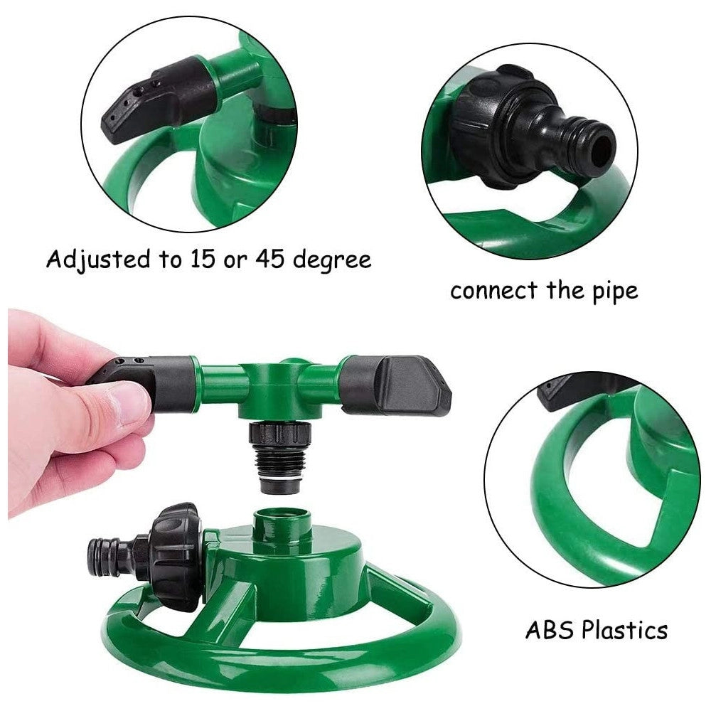 Trade Shop - Irrigatore Da Giardino Spruzzatore Prato Su Base Puntale 3 Braccia 360° Annaffia -