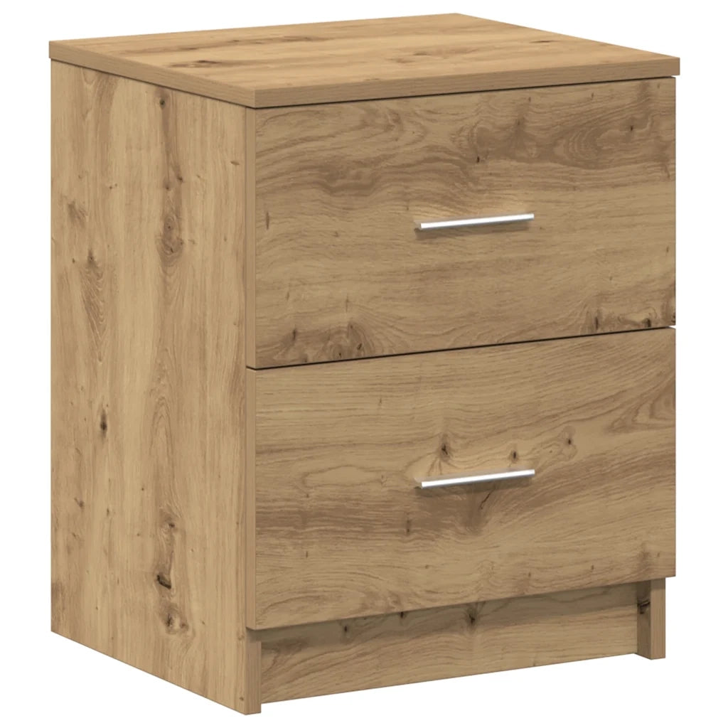 Comodini 2 pz con 2 cassetti rovere artigianale 40x36x50 cm 858802