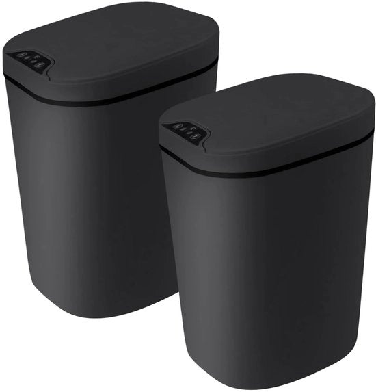Set di Contenitori Sensori Automatici da 2, 12 L, Plastica, Con Coperchio Soft Close per Cucina, Bagno e Ufficio