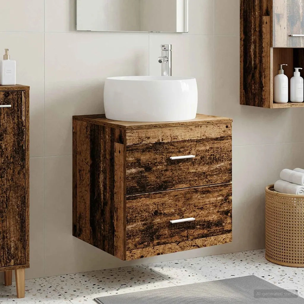 Mobile Lavabo da Parete Legno antico 49,5 x 44,5 x 66 cm 890316