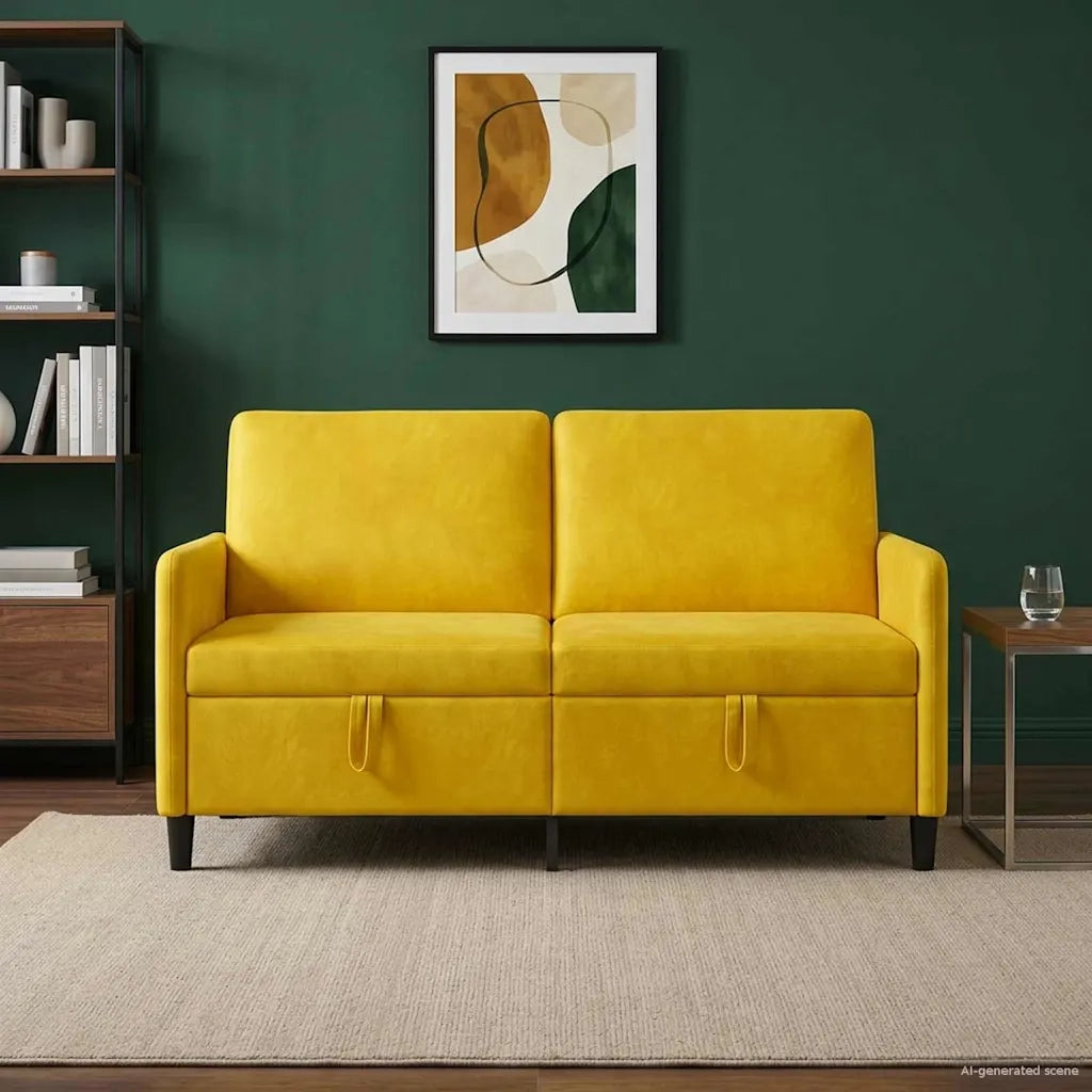 Divano con Storage Giallo 152 x 78 x 87 cm Poliestere 42036940