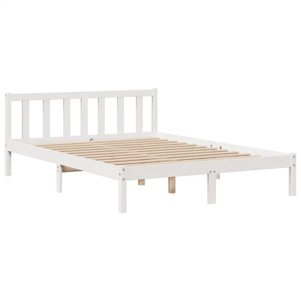 Letto Libreria senza Materasso Bianco 150x200 cm Legno di Pino 3321746
