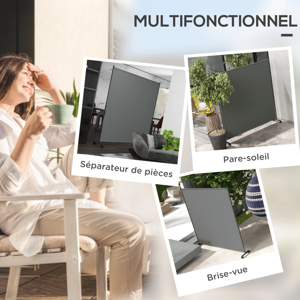 Paravento da esterno per giardino, terrazza e balcone con ruote ¨C zephmum ¨C grigio 183x30x181 cm