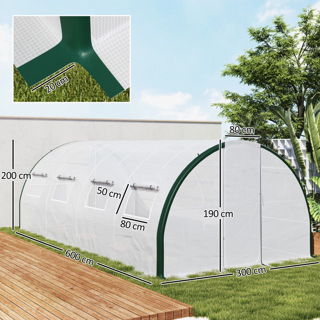 Serra da Giardino 6x3 m ¨C zephmum ¨C Bianco e Verde, Poliestere e Acciaio Zincato