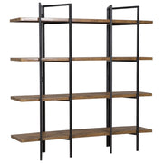 Libreria a 4 ripiani in legno scuro con struttura in metallo Nero Scaffale aperto minimalista industriale