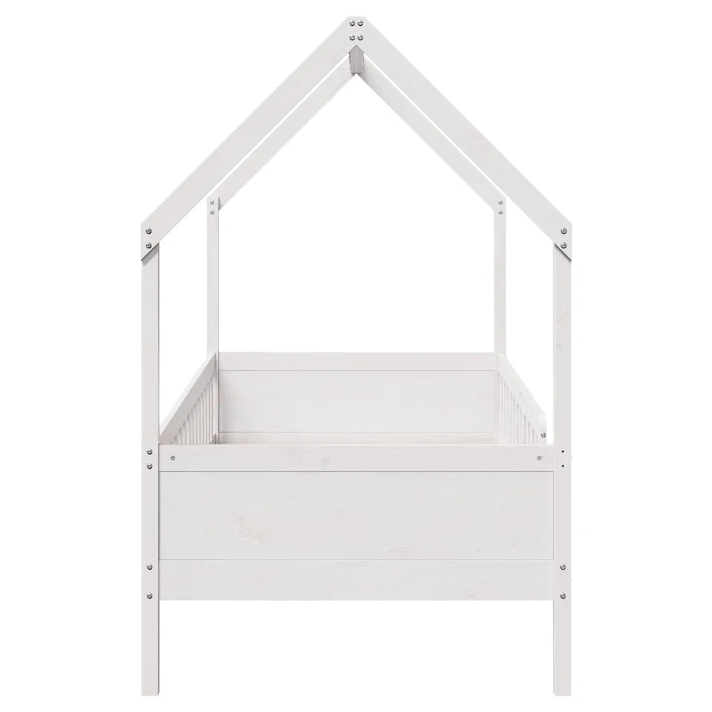 Giroletto Casetta Bambini Bianco 90x200 cm Legno Massello Pino