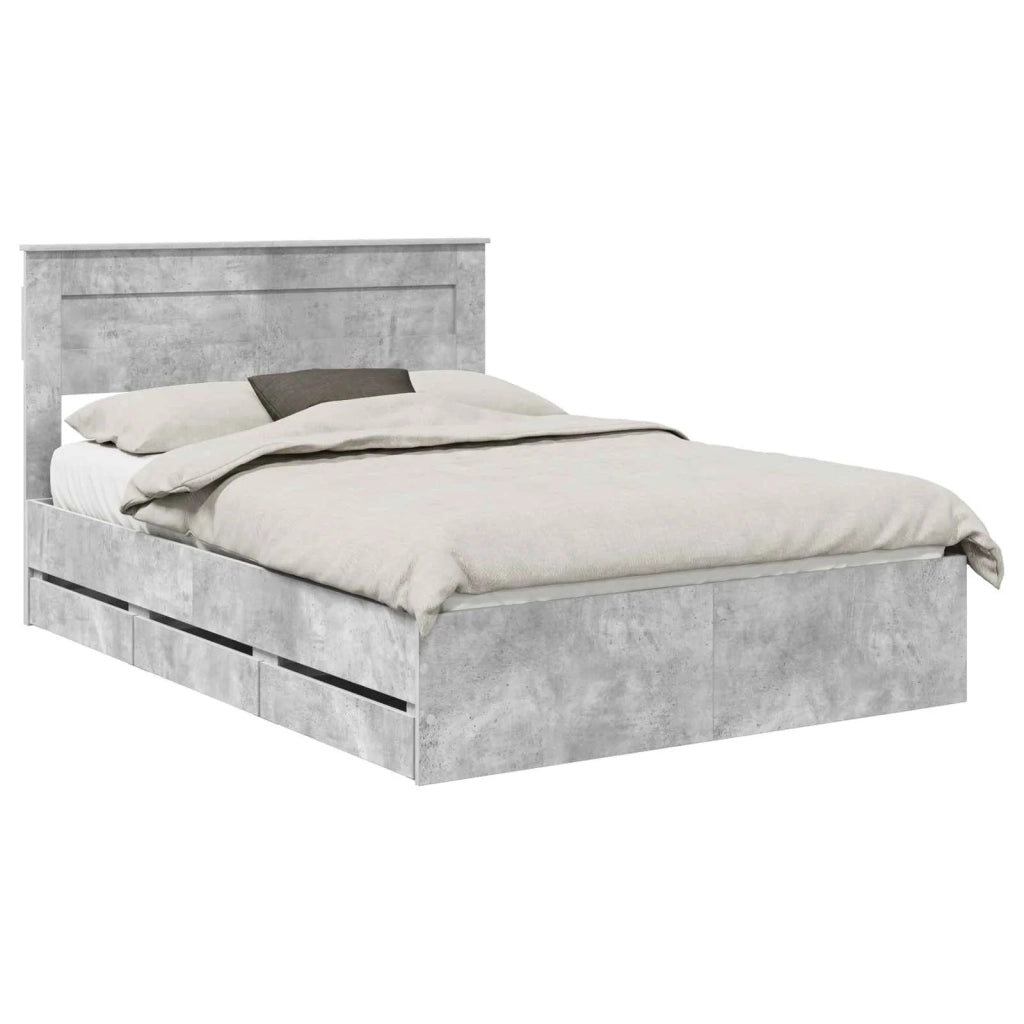 Struttura del letto con cassetto Grigio cemento 160 x 200 cm