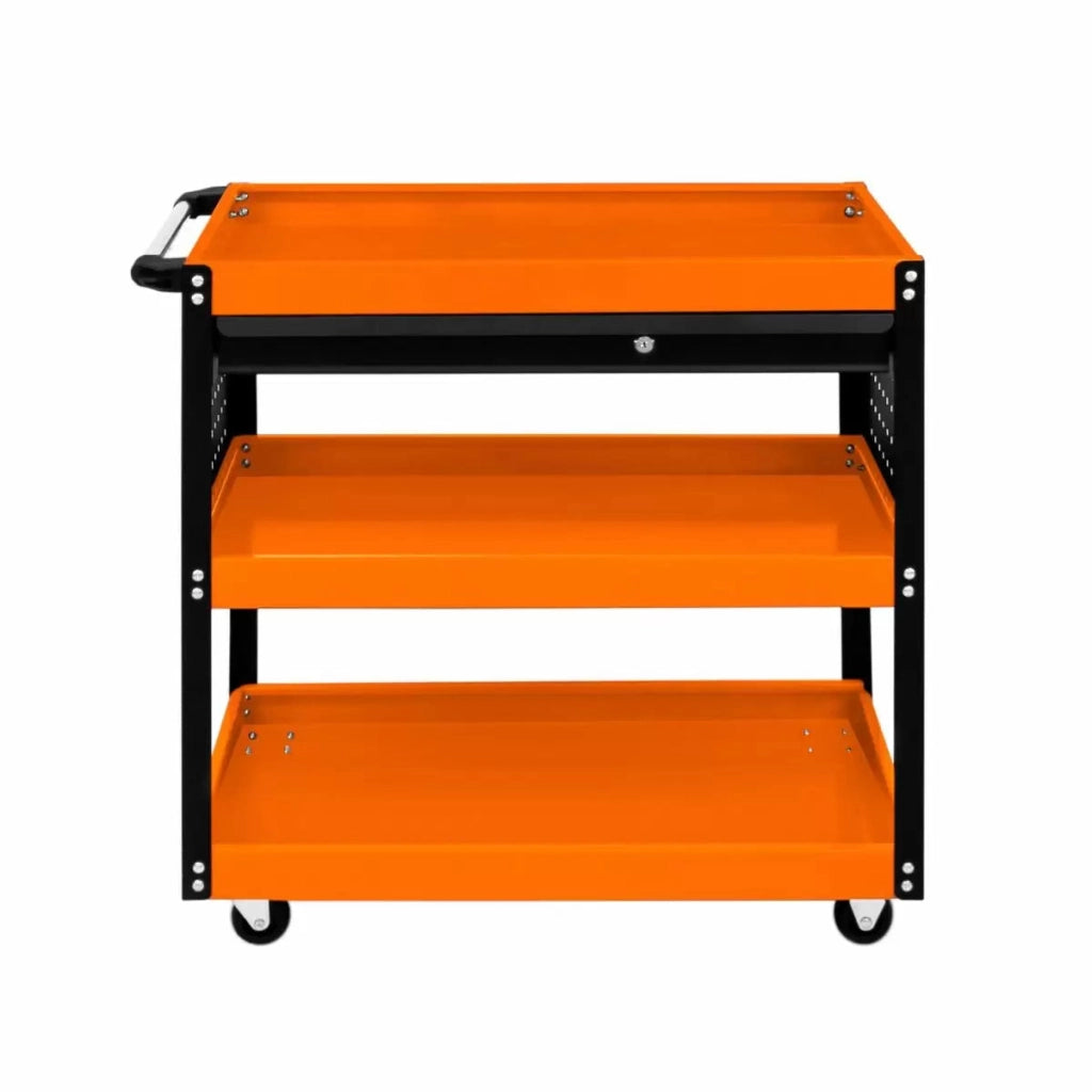 Carrello Portautensili per Officine 3 Ripiani 81,4x79x36,4 cm in Acciaio Arancione