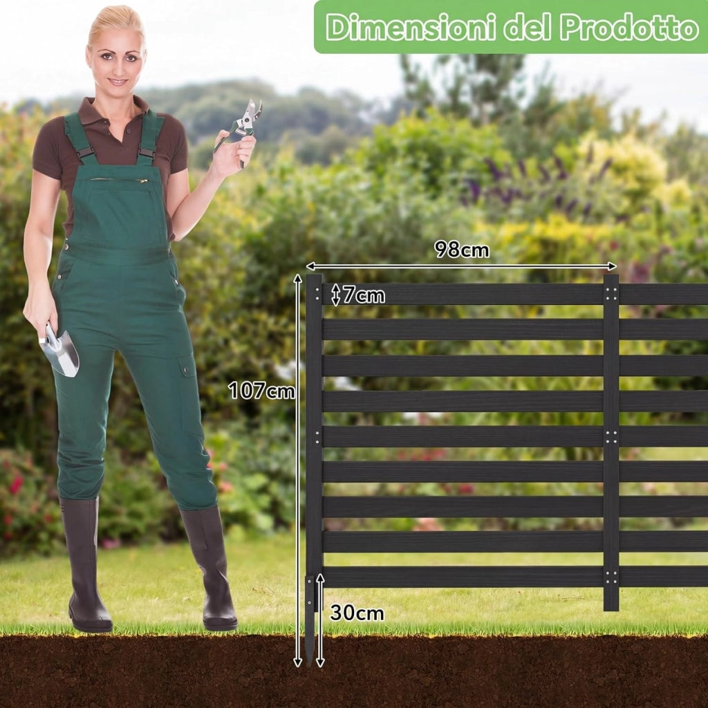 Recinzione da Giardino in Legno Massello, Schermo per Privacy da Esterno Regolabile, Pannelli Privacy da Giardino per Condizionatore e Bidoni della Spazzatura e Divisorio di Spazio (Nero)