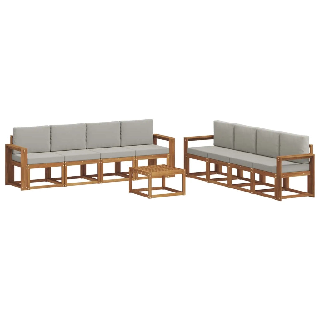 Set di divani da esterno 9 pcs Grigio Naturale e Chiaro 3366189