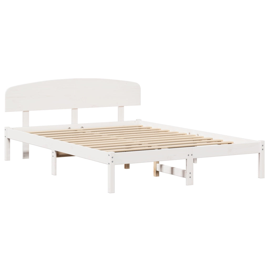 Struttura letto con testiera bianca 140x200 cm legno massello in pino