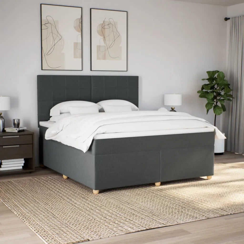 Giroletto a Molle con Materasso Grigio Scuro 180x200 cm Tessuto