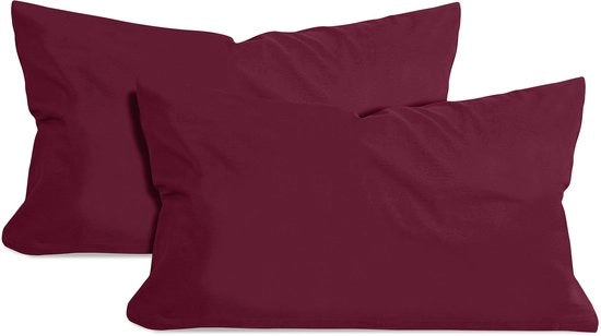 Set di 2 cuscini di tessuto in cotone - jersey - varie colorazioni, 1331.1812, ca. 40 x 60 cm, Bordeaux
