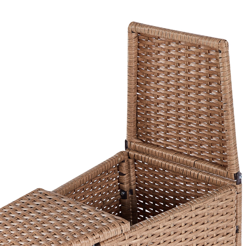 Set divano ad angolo da giardino beige sabbia finto rattan a forma di U 9 posti cuscini bianchi curvi con tavolo set di conversazione