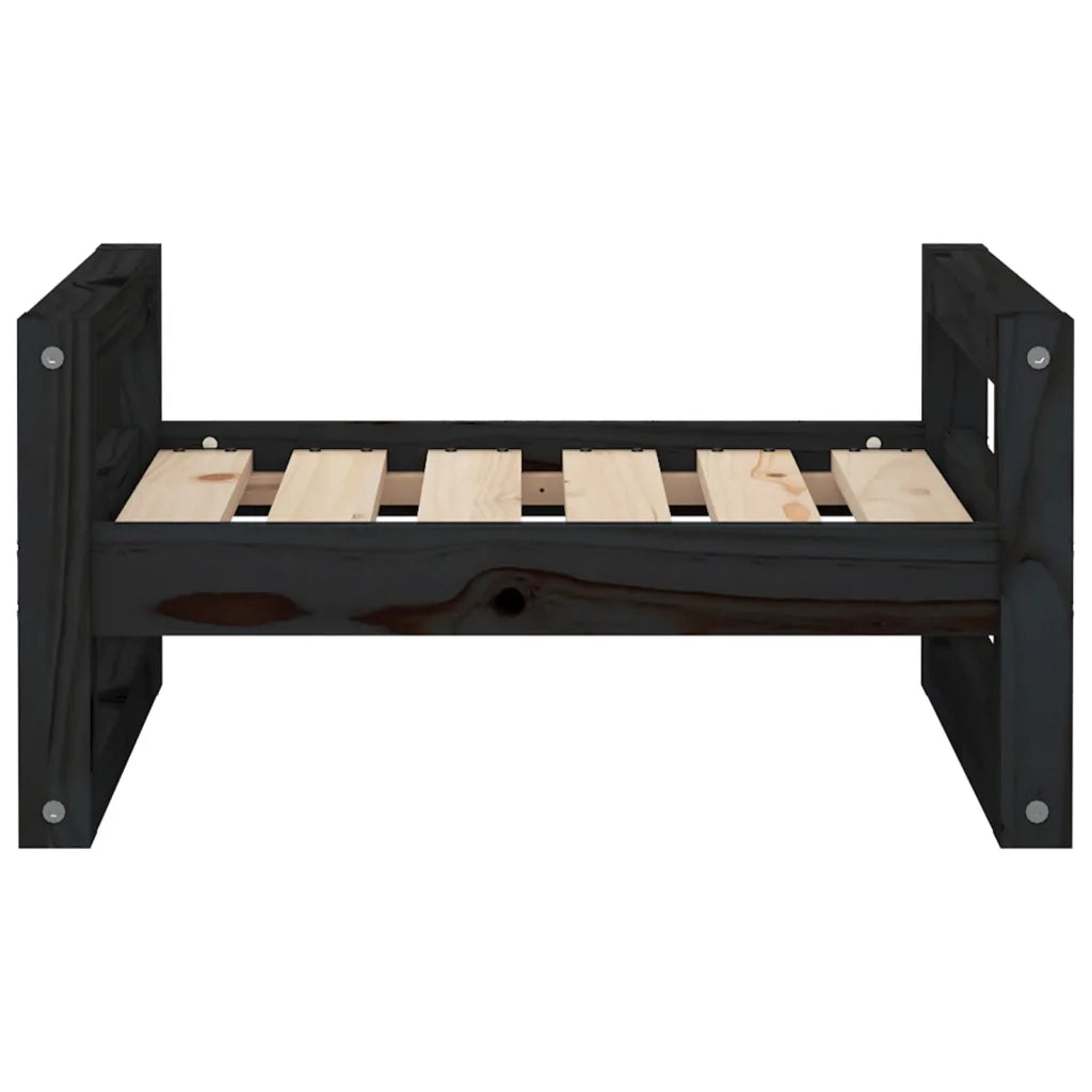 Cuccia per Cani Nera 55,5x45,5x28cm in Legno Massello di Pino 821471