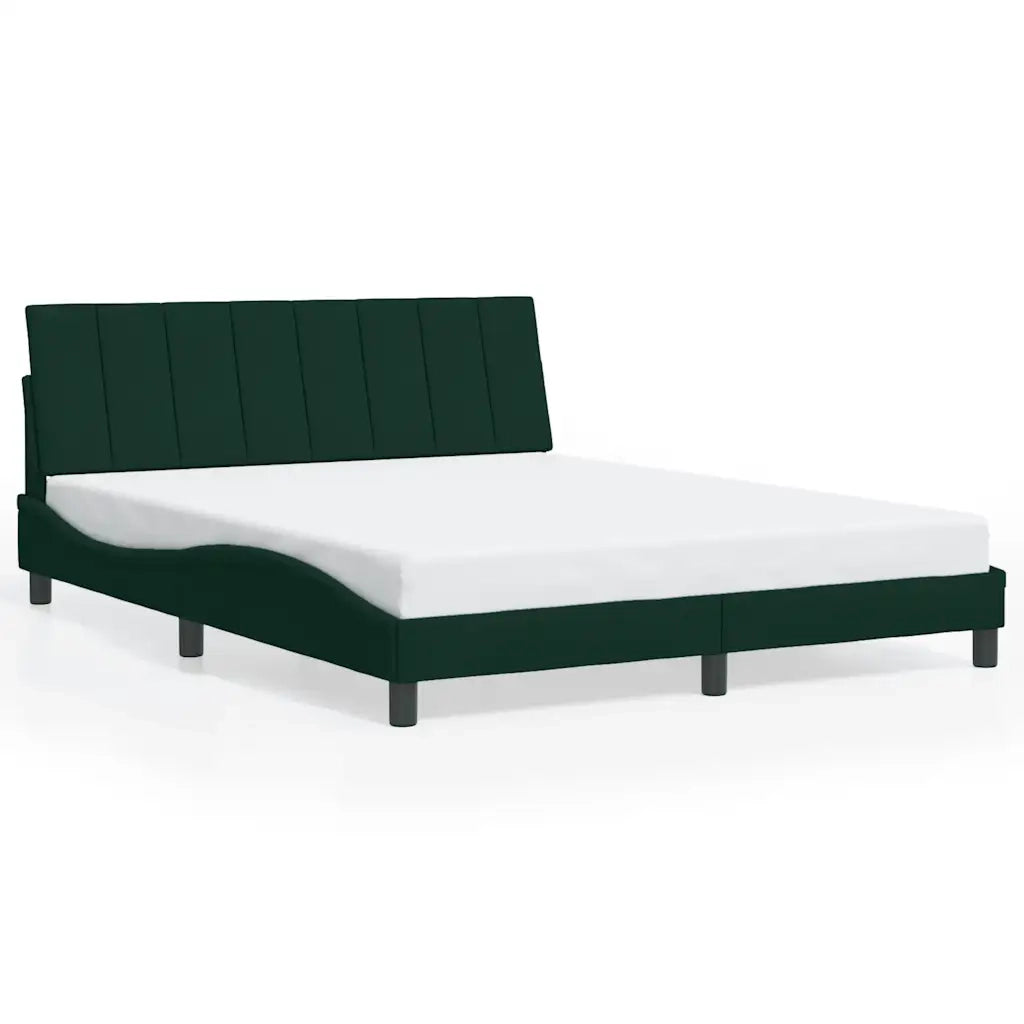 Giroletto con LED senza Materasso Hanko Verde Scuro 160x200 cm in Velluto