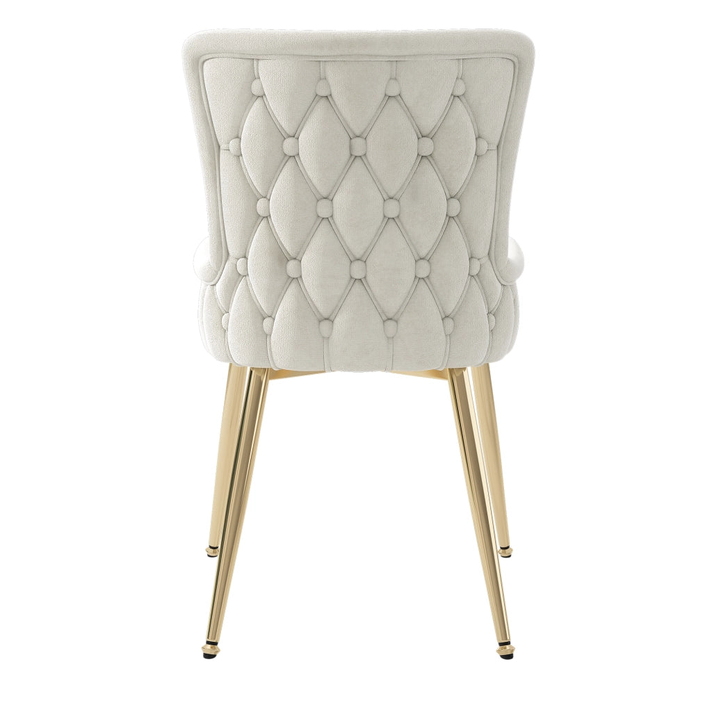 SEDIA da pranzo in velluto beige Set da 4 pezzi con gambe in metallo