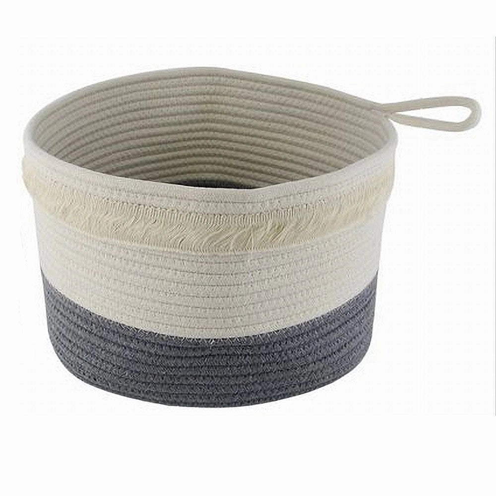 Trade Shop - Cestino Portabiancheria Oggetti Corda Intrecciata Cesto Organizer 30x20 Cm 10656 -