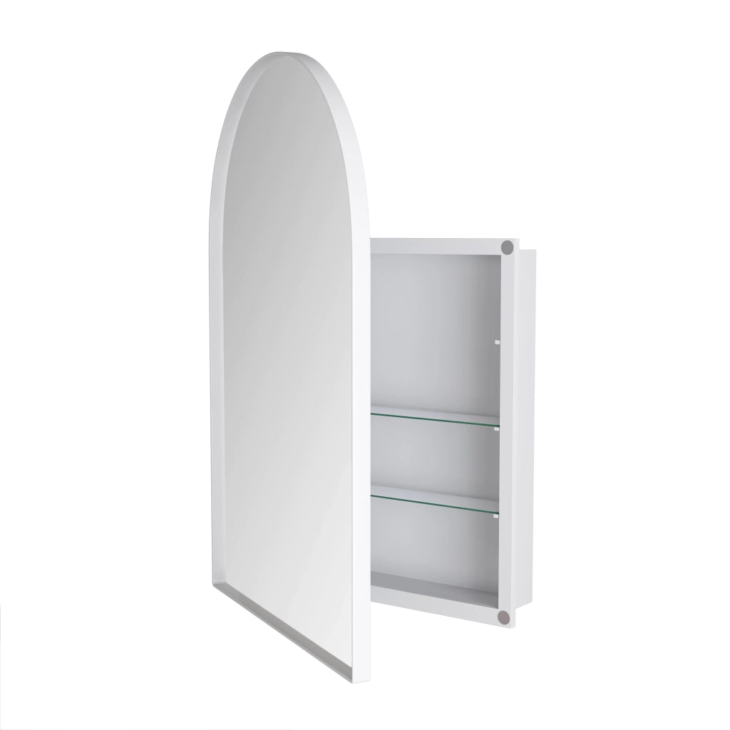 ARMADIO SPECCHIERA ad arco da parete o incasso in metallo bianco