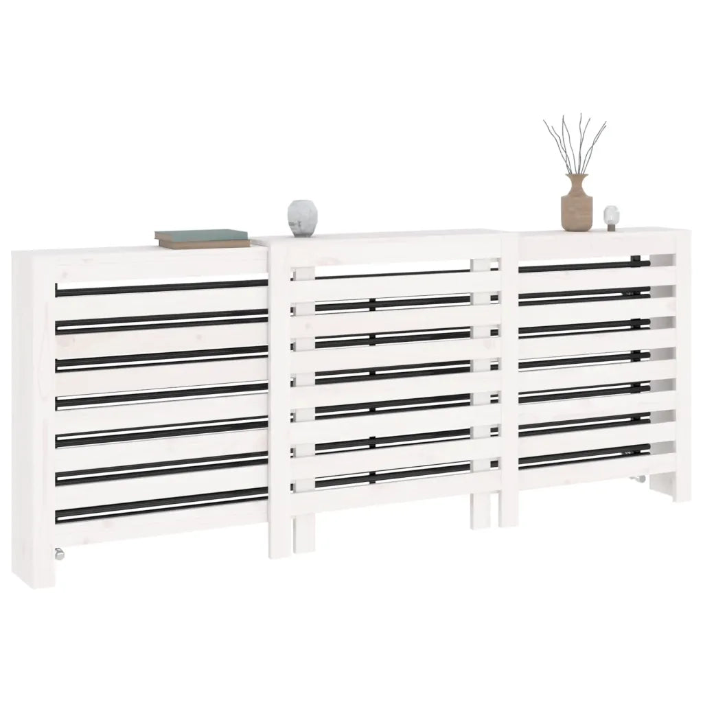 Copertura Termosifone Bianca 210x21x85 cm Legno Massello Pino 822612