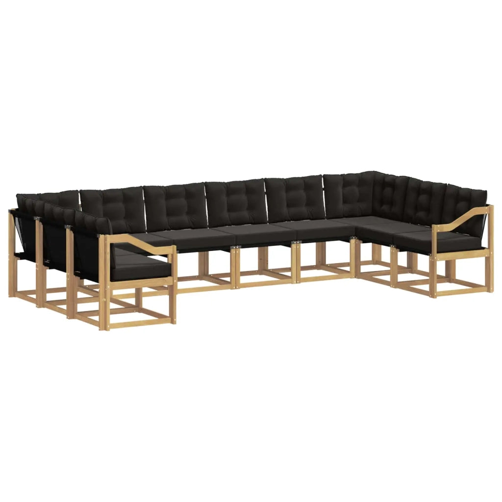 Set di divani da esterno con cuscino 10 pcs Bianco e Nero