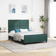 Letto a molle con testiera Verde Scuro 140 x 200 cm Velluto