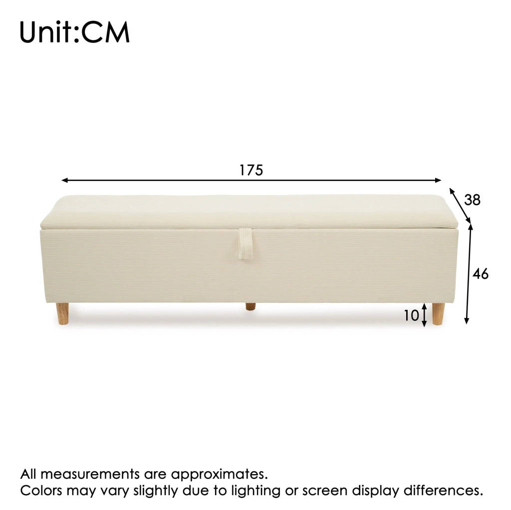 Panca contenitore imbottita 175 cm in tessuto effetto corda; beige