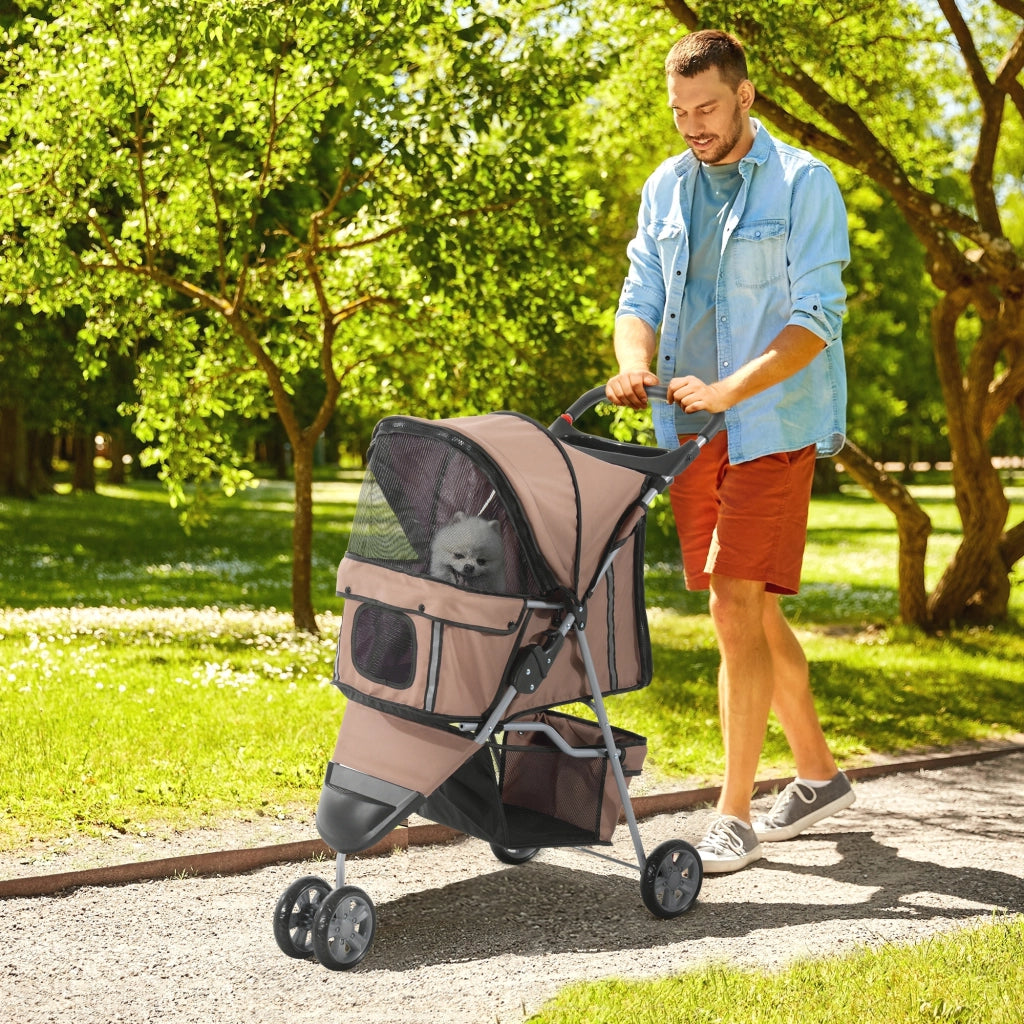 Carrello pieghevole per animali ¨C zephmum ¨C marrone 75x45x97 cm