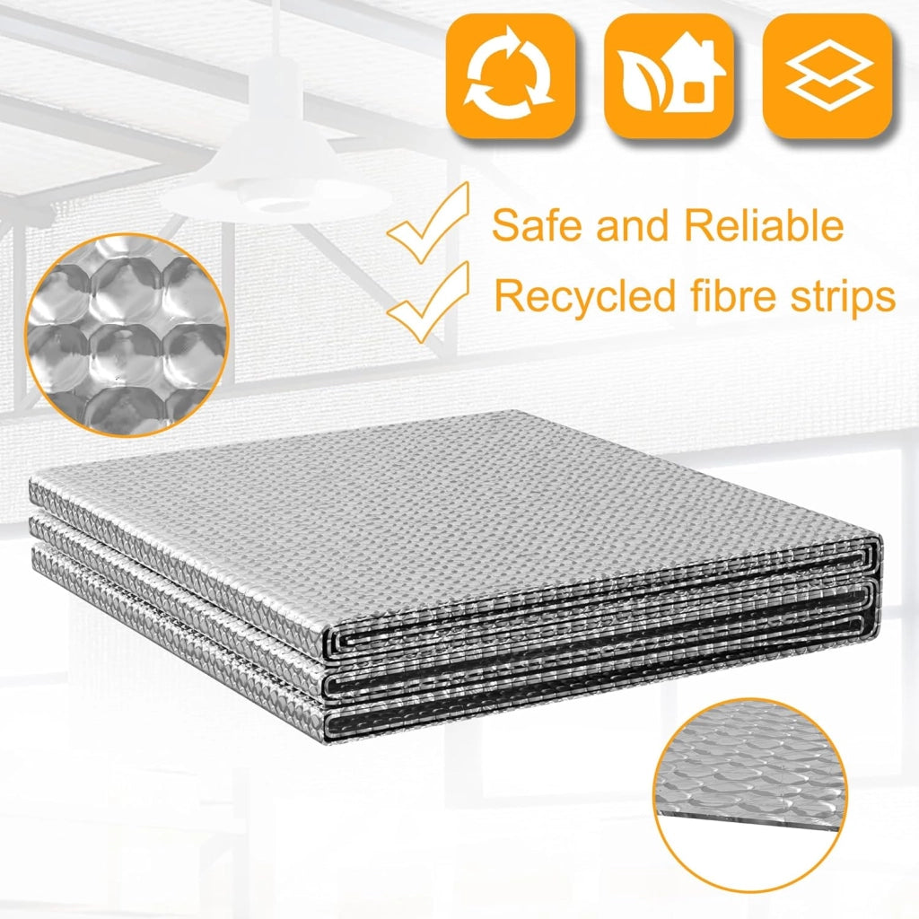 Pellicola Isolante Termica 1x30m, 3-4mm, Doppia in Alluminio per Riscaldamento, Isolamento, Riflettente per Radiatore, Pavimento, Parete, Tetto